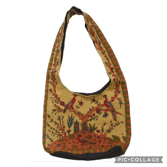 Handbags - Tree of Life Indian Folk Art Beige Multicolored Messenger Cloth Tote Bag